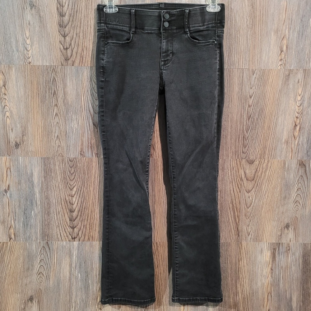 APT 9 Tummy Control Bootcut Jeans Size 6 x 29 Black Denim Low Rise Stretch FLAW
